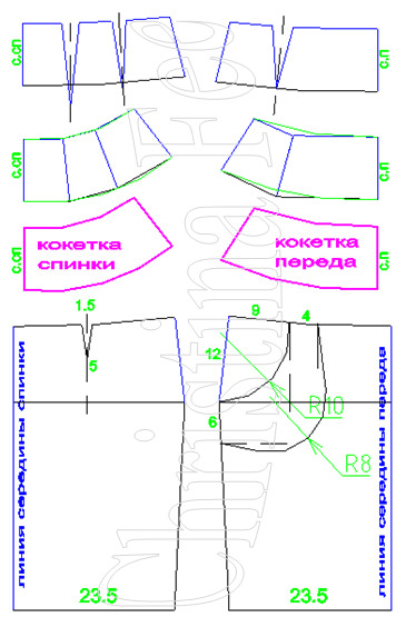 Выкройка юбки-карандаш на кокетке от Christina Fee http://www.christinafee.net/the-skirt-pattern-at-the-yoke-with-frill